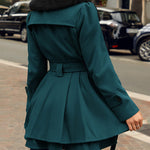 Faux Fur Lapel Double-Breasted Thick Wool Coat - Nadorine (Us Only)
