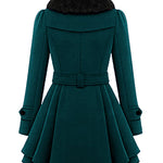 Faux Fur Lapel Double-Breasted Thick Wool Coat - Nadorine (Us Only)
