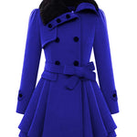 Faux Fur Lapel Double-Breasted Thick Wool Coat - Nadorine (Us Only)