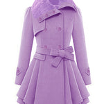 Faux Fur Lapel Double-Breasted Thick Wool Coat - Nadorine (Us Only)