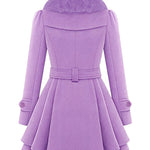 Faux Fur Lapel Double-Breasted Thick Wool Coat - Nadorine (Us Only)