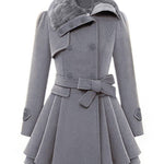 Faux Fur Lapel Double-Breasted Thick Wool Coat - Nadorine (Us Only)