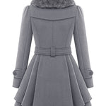 Faux Fur Lapel Double-Breasted Thick Wool Coat - Nadorine (Us Only)