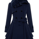 Faux Fur Lapel Double-Breasted Thick Wool Coat - Nadorine (Us Only)