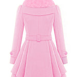 Faux Fur Lapel Double-Breasted Thick Wool Coat - Nadorine (Us Only)