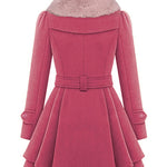 Faux Fur Lapel Double-Breasted Thick Wool Coat - Nadorine (Us Only)