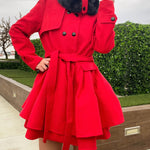 Faux Fur Lapel Double-Breasted Thick Wool Coat - Nadorine (Us Only)