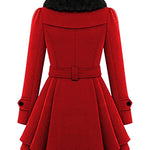 Faux Fur Lapel Double-Breasted Thick Wool Coat - Nadorine (Us Only)