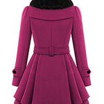 Faux Fur Lapel Double-Breasted Thick Wool Coat - Nadorine (Us Only)