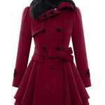Faux Fur Lapel Double-Breasted Thick Wool Coat - Nadorine (Us Only)