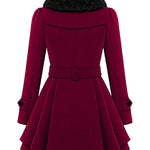 Faux Fur Lapel Double-Breasted Thick Wool Coat - Nadorine (Us Only)