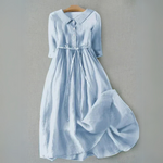 Matilda Clarke | Linen Midi Dress with Tie Waist For Women