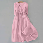Matilda Clarke | Linen Midi Dress with Tie Waist For Women