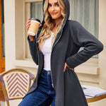 Women's Fleece Zip up Hoodies Long Thicken Outerwear Jacket Oversize Sweatshirts with Pockets - Nadorine (Us Only)