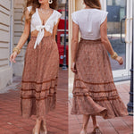 Nadorine Women's Midi Skirts Boho High Waist A Line Casual Maxi Work Skirt Summer