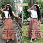 Nadorine Women's Midi Skirts Boho High Waist A Line Casual Maxi Work Skirt Summer