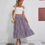 Women's Midi Skirts Elastic High Waist Skirt Polka Dot Casual Pleated Skirt with Pockets - Nadorine (Us Only)