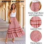 Nadorine Women's Midi Skirts Boho High Waist A Line Casual Maxi Work Skirt Summer