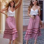 Nadorine Women's Midi Skirts Boho High Waist A Line Casual Maxi Work Skirt Summer