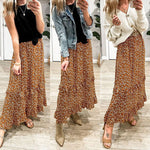 Floral Elastic High Waist Pleated Ruffle Skirt - Nadorine (Us Only)