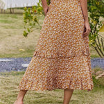 Floral Elastic High Waist Pleated Ruffle Skirt - Nadorine (Us Only)