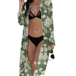 Women's Swimsuit Beach Cover Up Cardigan Bathing Suit Button Down Shirt Roll-up Sleeve Bikini Beach Wear S-3XL - Nadorine (Us Only)