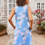 Women Summer Dresses Beach Floral Sleeveless Tshirt Sundress Pockets Casual Loose Flowy Tank Dress - Nadorine (Us Only)