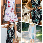 Women Summer Dresses Beach Floral Sleeveless Tshirt Sundress Pockets Casual Loose Flowy Tank Dress - Nadorine (Us Only)