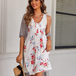 Women Summer Dresses Beach Floral Sleeveless Tshirt Sundress Pockets Casual Loose Flowy Tank Dress - Nadorine (Us Only)