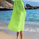 Women's Swimsuit Beach Cover Up Cardigan Bathing Suit Button Down Shirt Roll-up Sleeve Bikini Beach Wear S-3XL - Nadorine (Us Only)