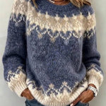 Norabelle™ | Fair Isle V-neck Knit Sweater