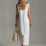 Casual And Stylish Stand-up Collar Sleeveless Zipper Midi Dress