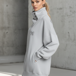 Simple Sporty Loose-fitting Collar Light Gray Mini Dress