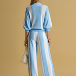 Casual And Comfortable Striped Knit Two-piece Set