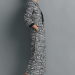 Women's Tweed Blend Single-Breasted Cropped Jacket And Wide-Leg Pants Set