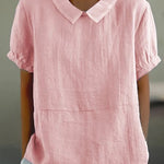 Short-sleeved Cotton Collared Shirt