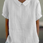 Short-sleeved Cotton Collared Shirt