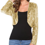Sequin Shrug Glitter Bolero Jackets with Sparkly Blazer Long Sleeve Cropped Cardigan - Nadorine (Us Only)