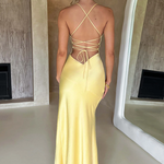 Sienna Donovan | Satin Halter Neck Slit Maxi Dress For Women