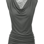 Ruched Cowl Neck Tank Tops - Nadorine (Us Only)