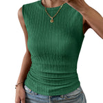 Nadorine High Neck Tank Top Casual Ribbed Knit Shirts