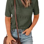 Nadorine Women Short Sleeve Knit Openwork Pullover