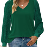 Nadorine Women's Blouses Dressy Casual V Neck Top