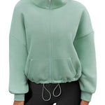 Zeagoo Womens Fleece Jacket Full Zip Crop Hoodie Long Sleeve Pullover Sweatshirts Oversized 2023 Fall Winter Coat