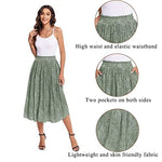 Women's Midi Skirts Elastic High Waist Skirt Polka Dot Casual Pleated Skirt with Pockets - Nadorine (Us Only)