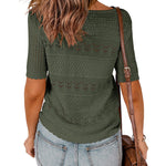 Nadorine Women Short Sleeve Knit Openwork Pullover