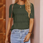 Nadorine Women Short Sleeve Knit Openwork Pullover