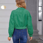 Women's Fashion Cropped Shacket Long SLeeve Trendy Button Down Corduroy Shirts Shacket Jackets - Nadorine (Us Only)
