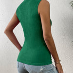 Nadorine High Neck Tank Top Casual Ribbed Knit Shirts