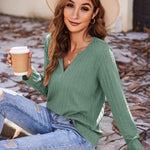 Nadorine Women's Long Sleeve V Neck Slim Fit T Shirts